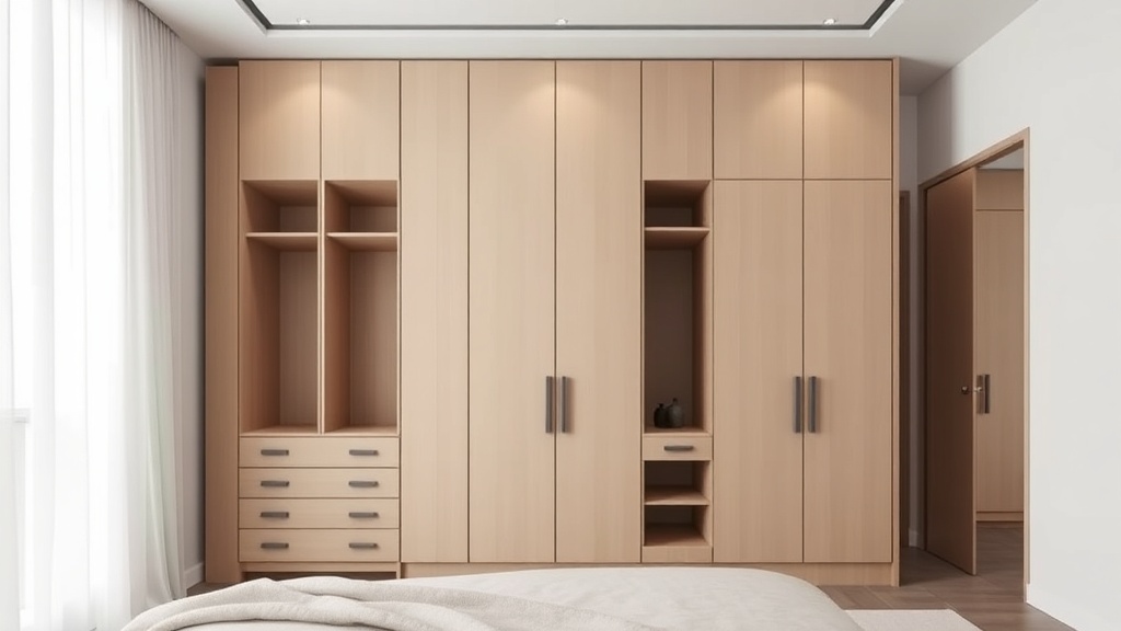 조용하고 평온한 분위기의 침실 수납장 모습